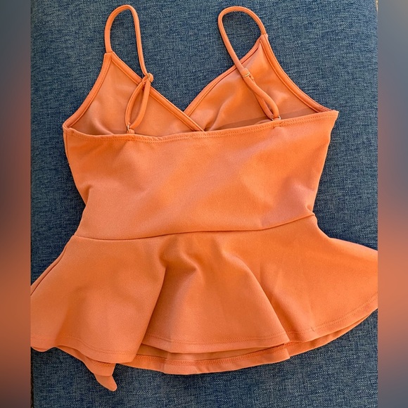 Salmon / Orange Crossover Peplum tank top by Iris Small • S • Never Worn - Picture 2 of 5